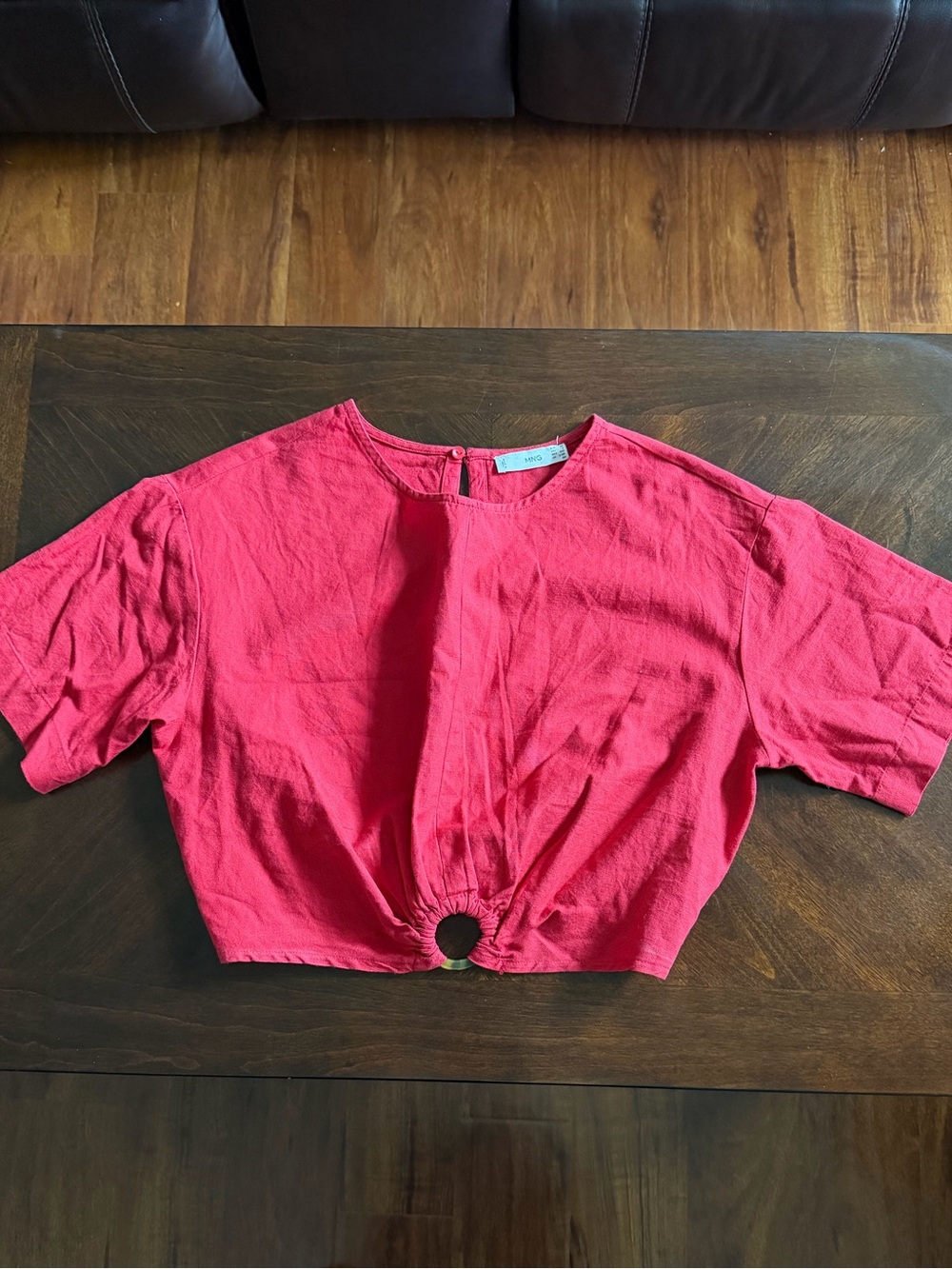 Red Crop Top with Front Ring Detail